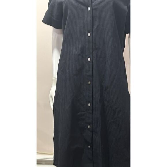 Theory Navy Blue Seersucker Dress Size Large * missing belt - Picture 7 of 13